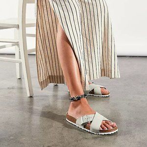 Birkenstock Siena Sandals Light Gray Nubuck Womens Size 38 Narrow Width EUC